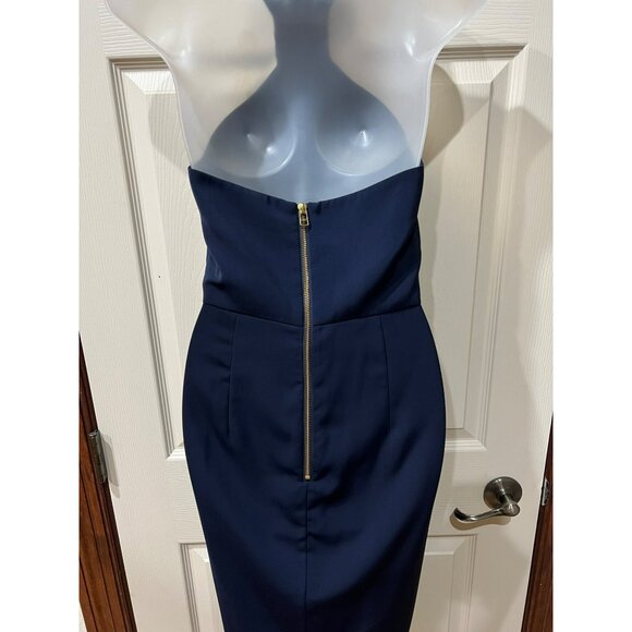 Shona Joy Core Knot  Navy Halter-Neck Midi Dress AUS 8 Sleeveless  Draped Silhou - Picture 8 of 8